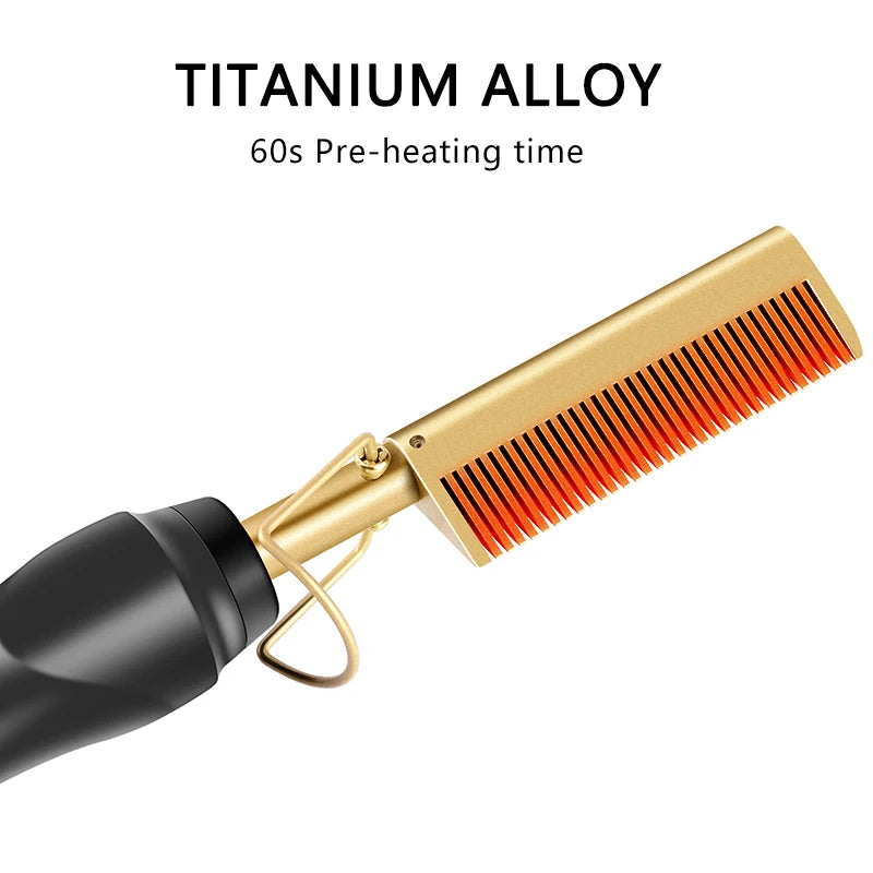 2 in 1  Electric Hot Heating Comb Hair Straightener Curler Wet Dry Hair Iron Straightening Brush Hair Styling Tool Hypemart
