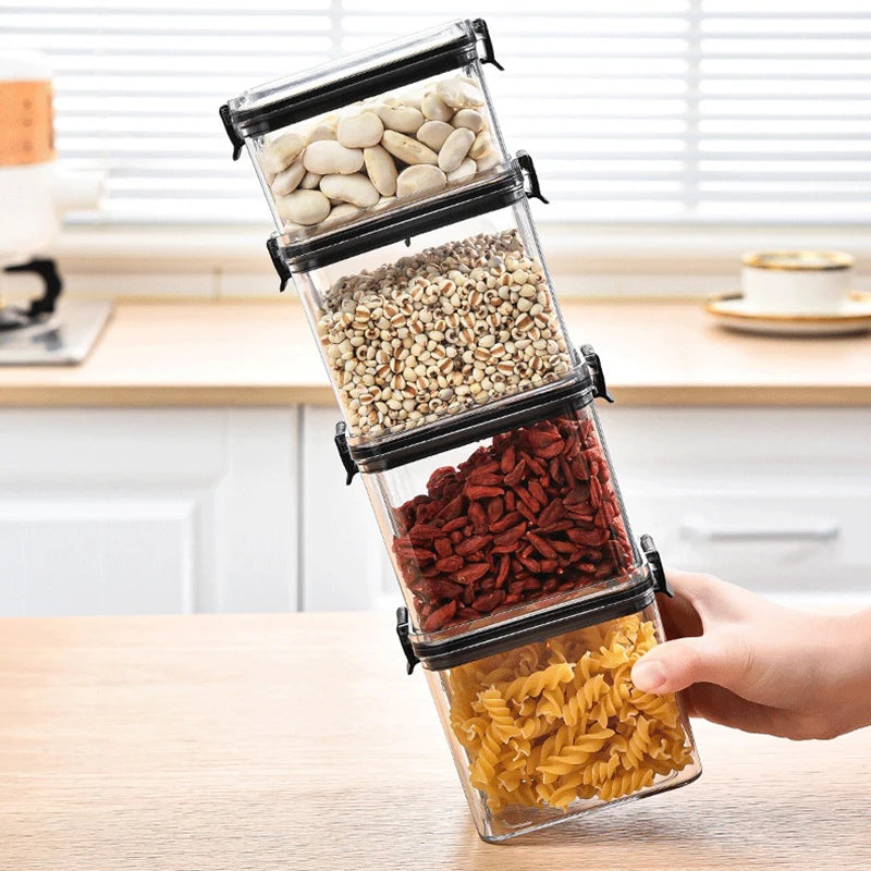 Sealed Jars Kitchen Grain Storage Organizer Large Tank Plastic Moisture-proof Storage Box Household Seasoning Jars Set Hypemart
