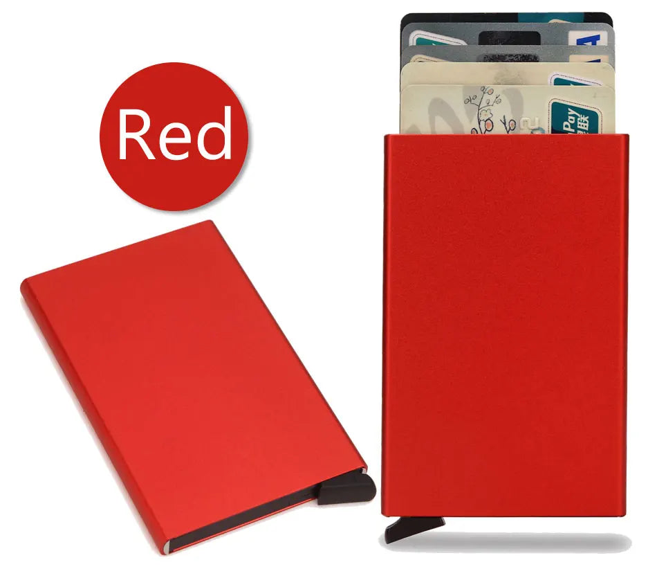 Rfid Smart Wallet Card Holder Metal Thin Slim Men Women Wallets Pop Up Minimalist Wallet Small Black Purse Vallet Walets for Men Hypemart