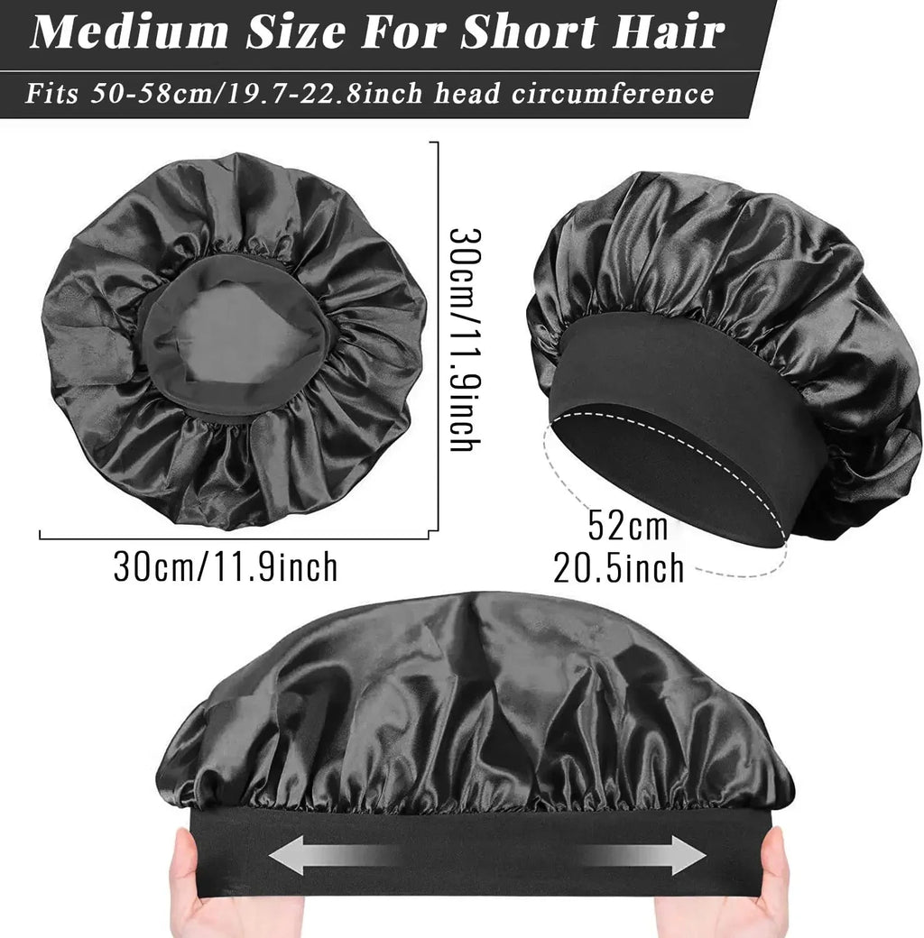 1pcs Soft Silk Satin Lined Bonnet Large Satin Hair Bonnet Household Sleep Shower Cap Hair Wrap Cover for Long Hair Salon Tool Hypemart