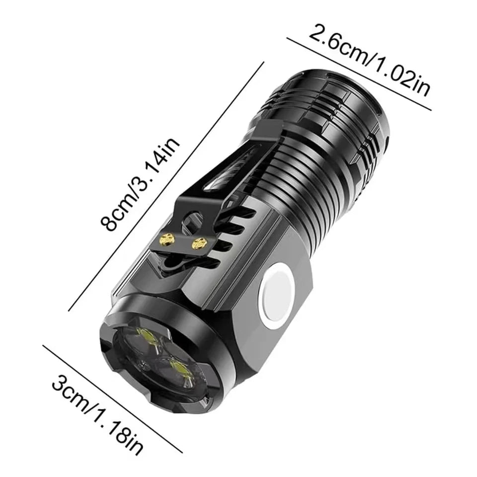 LED Strong Light Flashlight Rechargeable Multi functional for Long Range Portable Outdoor Home Mini Flashlight Cap Clip Light Hypemart