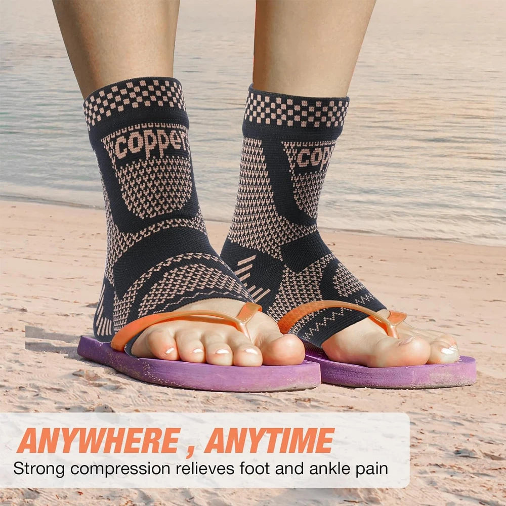 1PCS Copper Ankle Brace Support for Men & Women,Ankle Compression Sleeve Socks for Plantar Fasciitis,Sprained,Pain Relief,Sports Hypemart