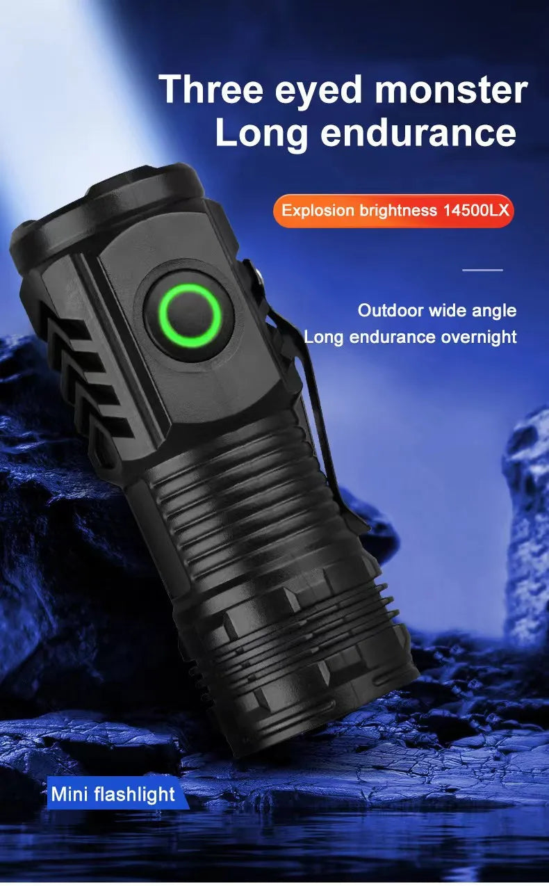 LED Strong Light Flashlight Rechargeable Multi functional for Long Range Portable Outdoor Home Mini Flashlight Cap Clip Light Hypemart