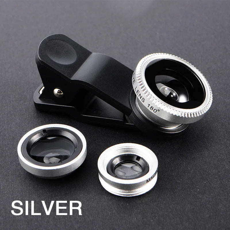 3in1 Fisheye Wide Angle Micro Camera Lens for iPhone Xiaomi Redmi 3IN1 Zoom Fish Eye Len on Smartphone Lenses with Phone Clip Hypemart