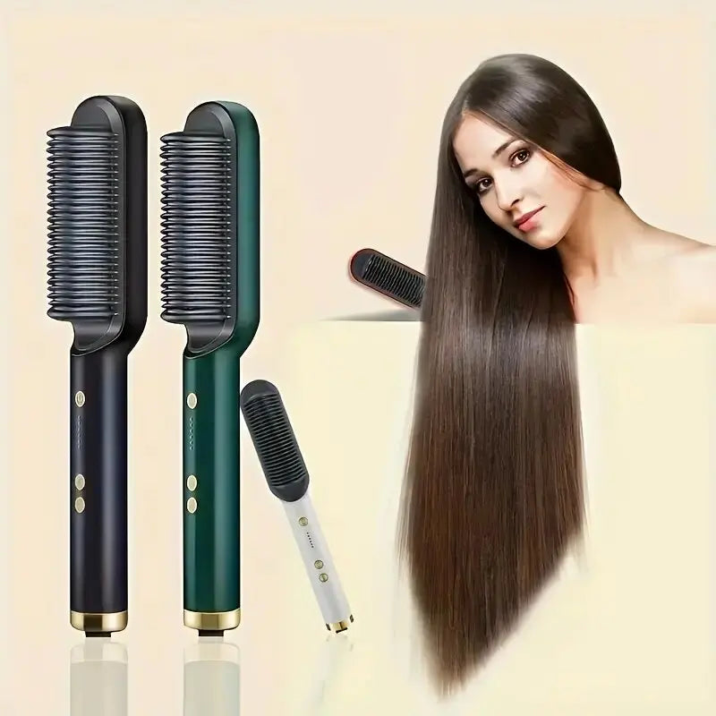 1 piece of straight hair comb, 2-in-1 electric straight hair curling styling tool, multifunctional straight hair straightener Hypemart