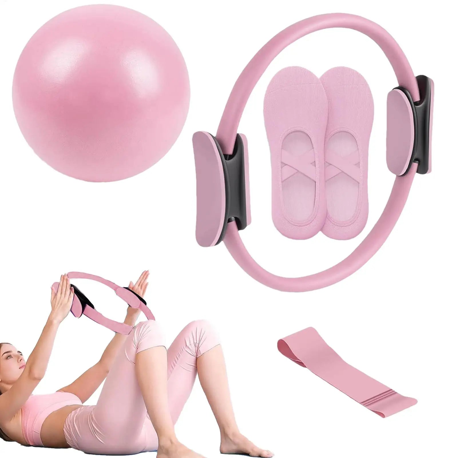 NEW Pilates Ball And Ring Set Pilates Fitness Ring Resistance Band Exercise Workout Fitness Equipment For Pregnancy Postpartum Hypemart