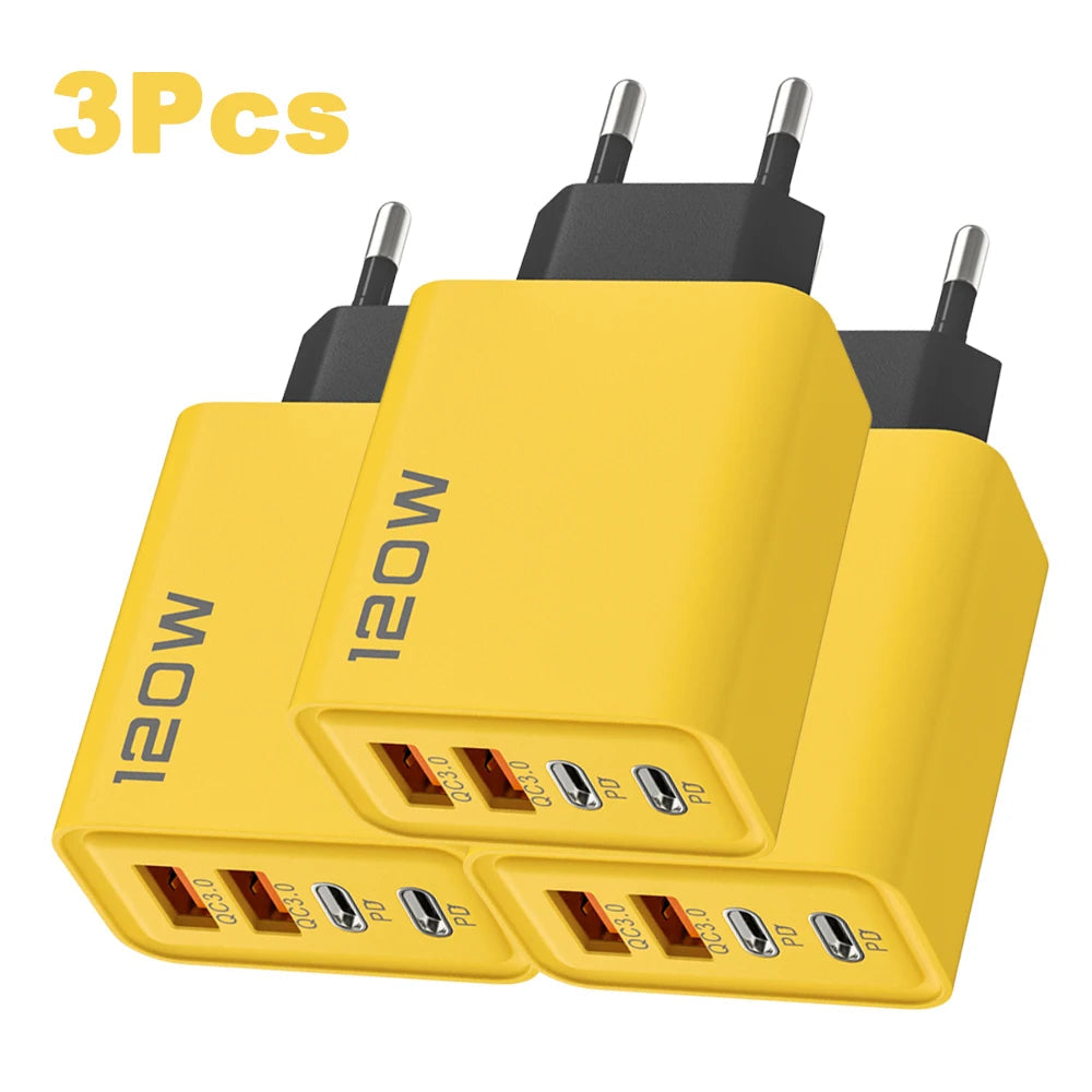 4 Ports USB C PD Charger Quick Charge 3.0 Type C USB Phone Chargers Fast Charging Adapter For iPhone 15 14 Samsung Xiaomi Huawei Hypemart