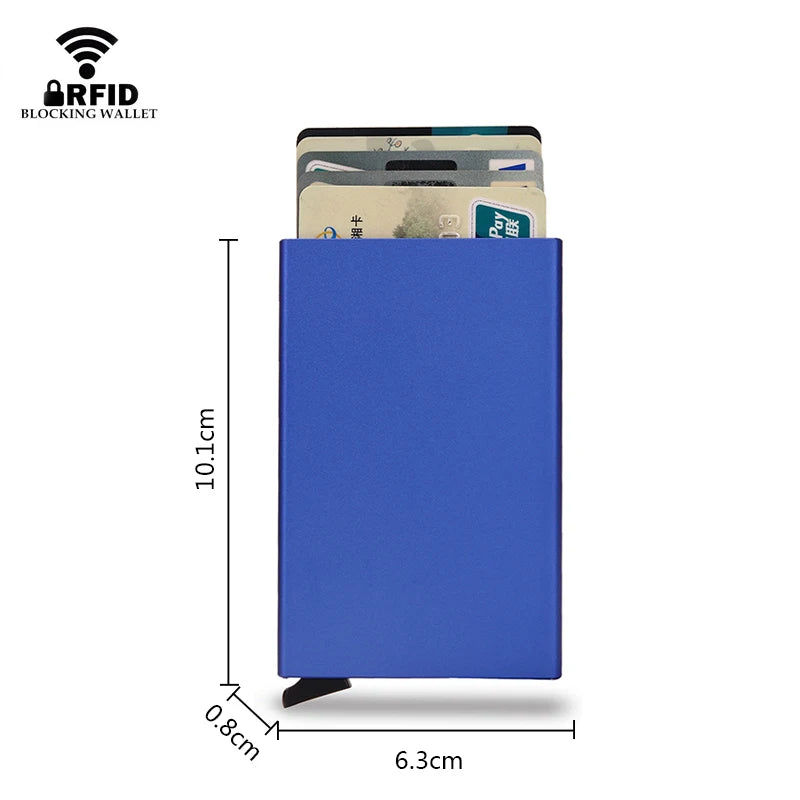 Rfid Smart Wallet Card Holder Metal Thin Slim Men Women Wallets Pop Up Minimalist Wallet Small Black Purse Vallet Walets for Men Hypemart