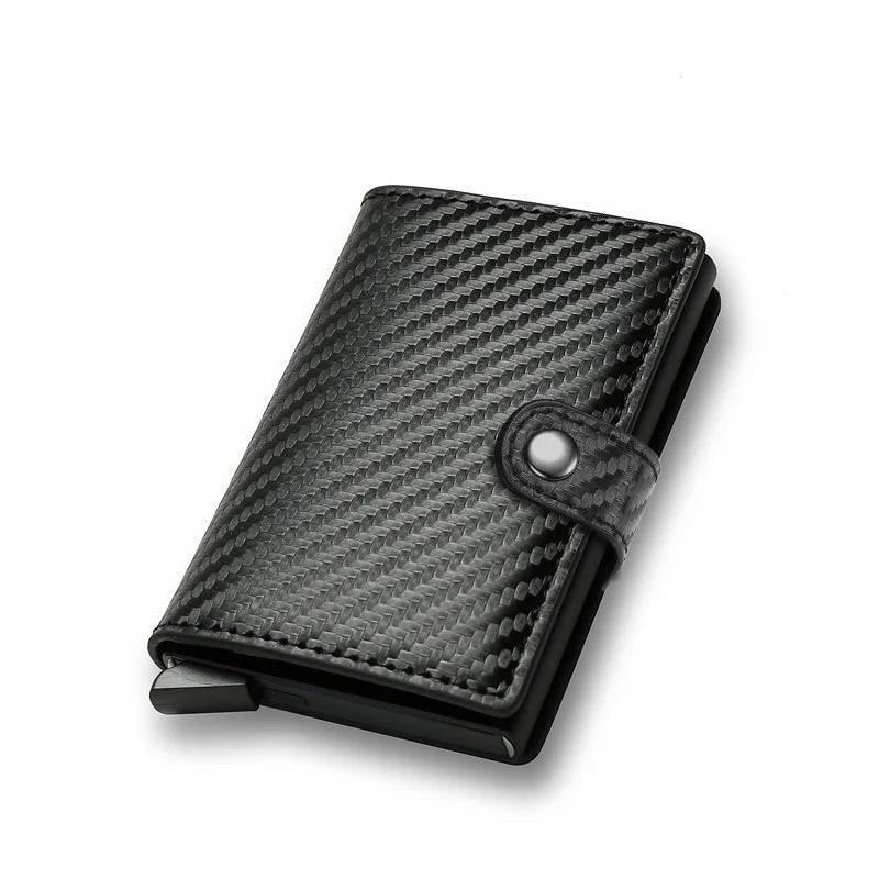 Carbon Fiber Credit Card Holder Wallet Men Rfid Smart Metal Thin Slim Pop Up Minimalist Wallet Small Black Purse Metal Vallet Hypemart