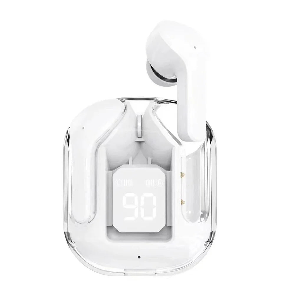 Bluetooth-Compatible Noise Canceling Translucent Earphones with Digital Display Charging Case Small Ear Buds for Sports Working Hypemart