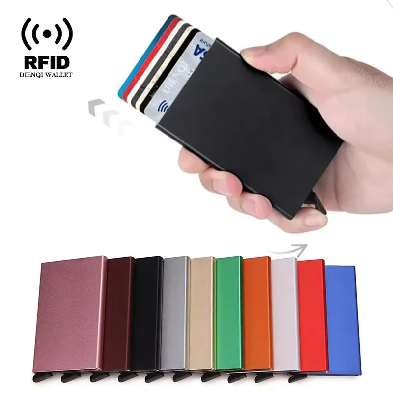 Rfid Smart Wallet Card Holder Metal Thin Slim Men Women Wallets Pop Up Minimalist Wallet Small Black Purse Vallet Walets for Men Hypemart