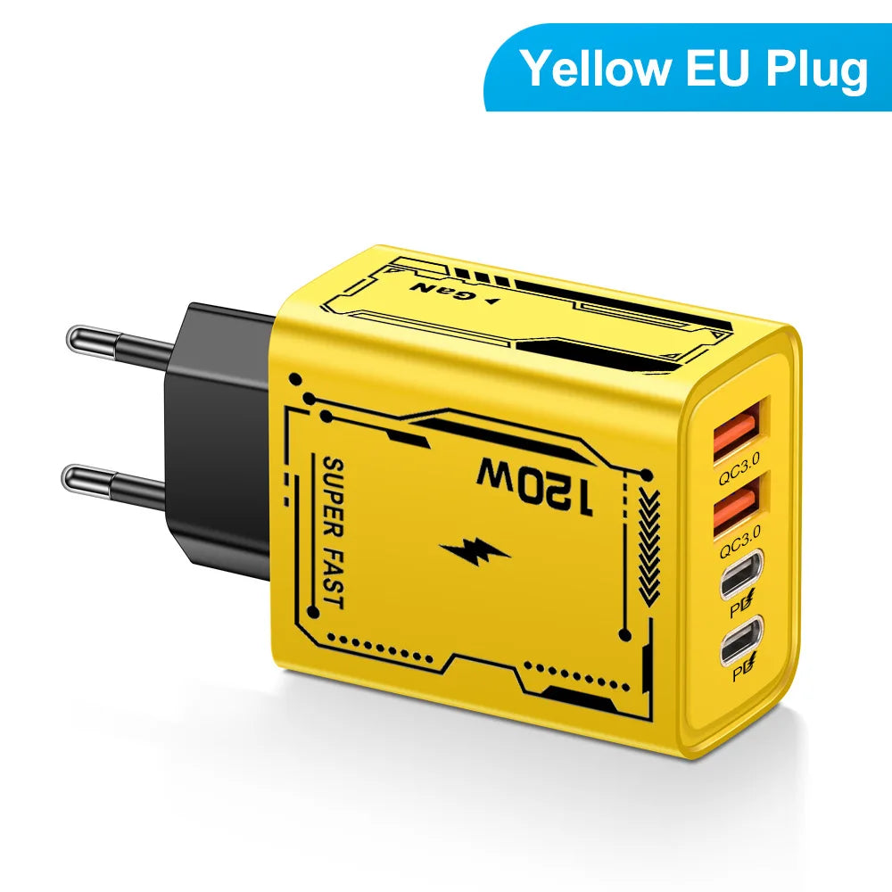 4 Ports USB C PD Charger Quick Charge 3.0 Type C USB Phone Chargers Fast Charging Adapter For iPhone 15 14 Samsung Xiaomi Huawei Hypemart