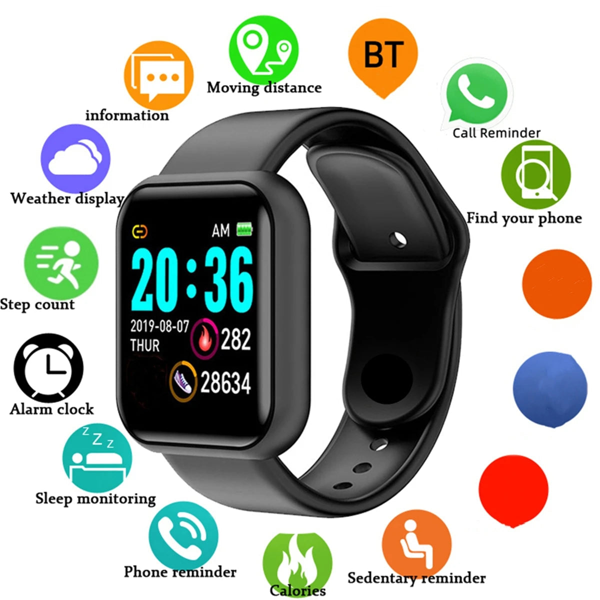Smartwatch Men Women Wristwatches Smart Watch Message Fitness Monitor Bracelet Birthday Gift Electronic Clock For Android IOS Hypemart