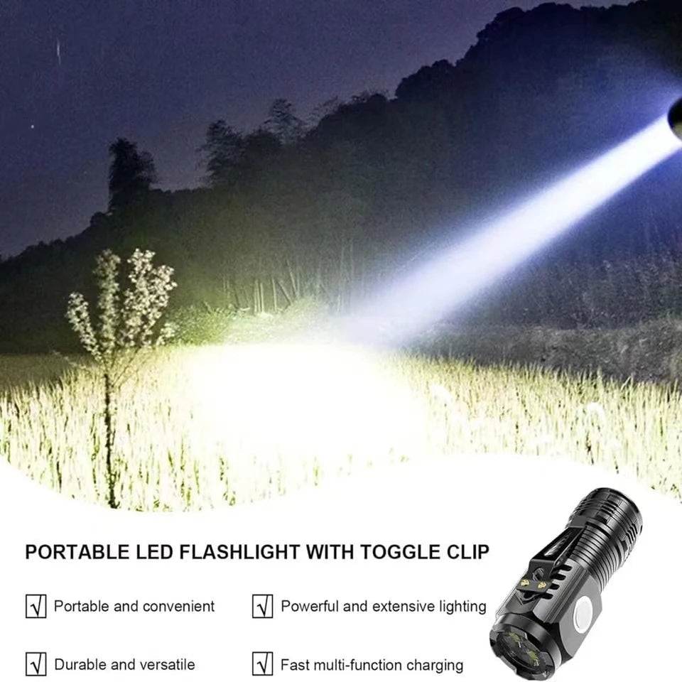LED Strong Light Flashlight Rechargeable Multi functional for Long Range Portable Outdoor Home Mini Flashlight Cap Clip Light Hypemart