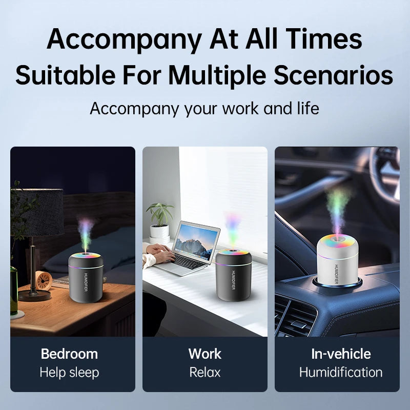 180ML Mini Air Humidifier USB Electric Aroma Diffuser Essential Oil Purifier Aromatherapy Mist Maker Lights For Car Home Bedroom Hypemart