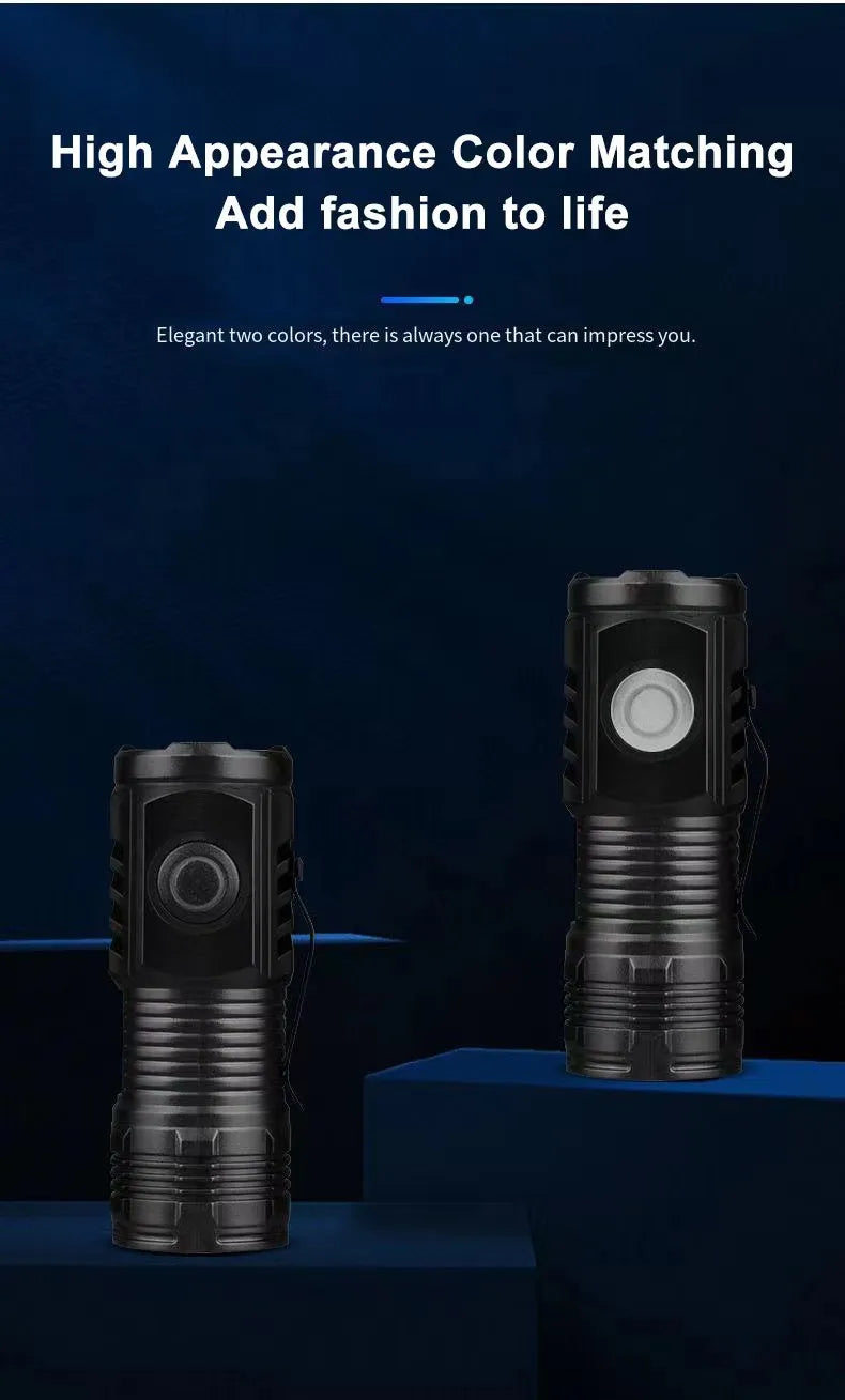 LED Strong Light Flashlight Rechargeable Multi functional for Long Range Portable Outdoor Home Mini Flashlight Cap Clip Light Hypemart