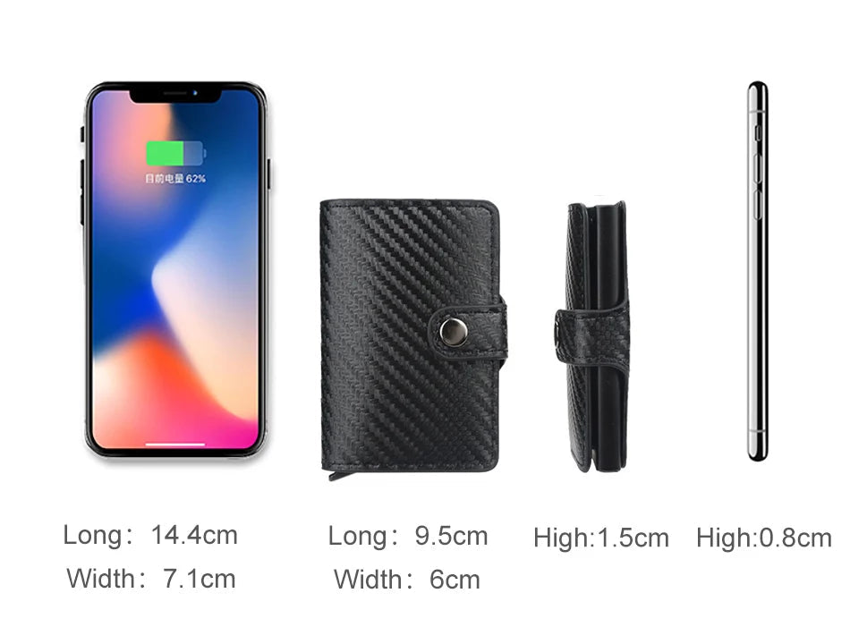 Carbon Fiber Credit Card Holder Wallet Men Rfid Smart Metal Thin Slim Pop Up Minimalist Wallet Small Black Purse Metal Vallet Hypemart