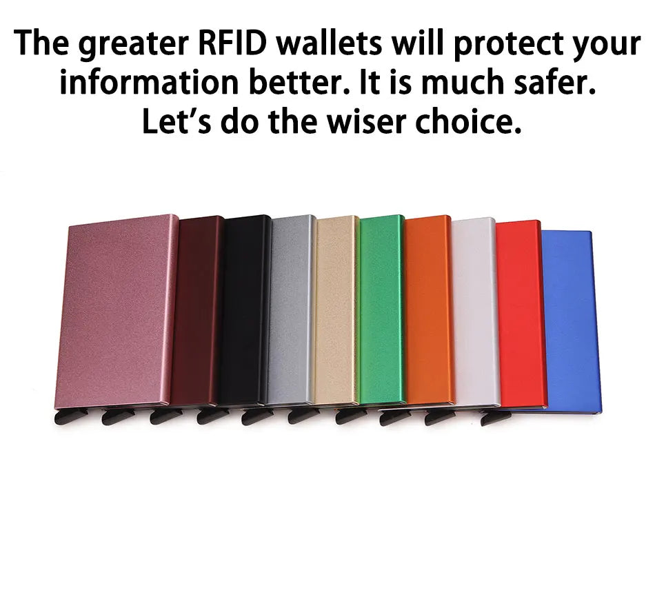 Rfid Smart Wallet Card Holder Metal Thin Slim Men Women Wallets Pop Up Minimalist Wallet Small Black Purse Vallet Walets for Men Hypemart