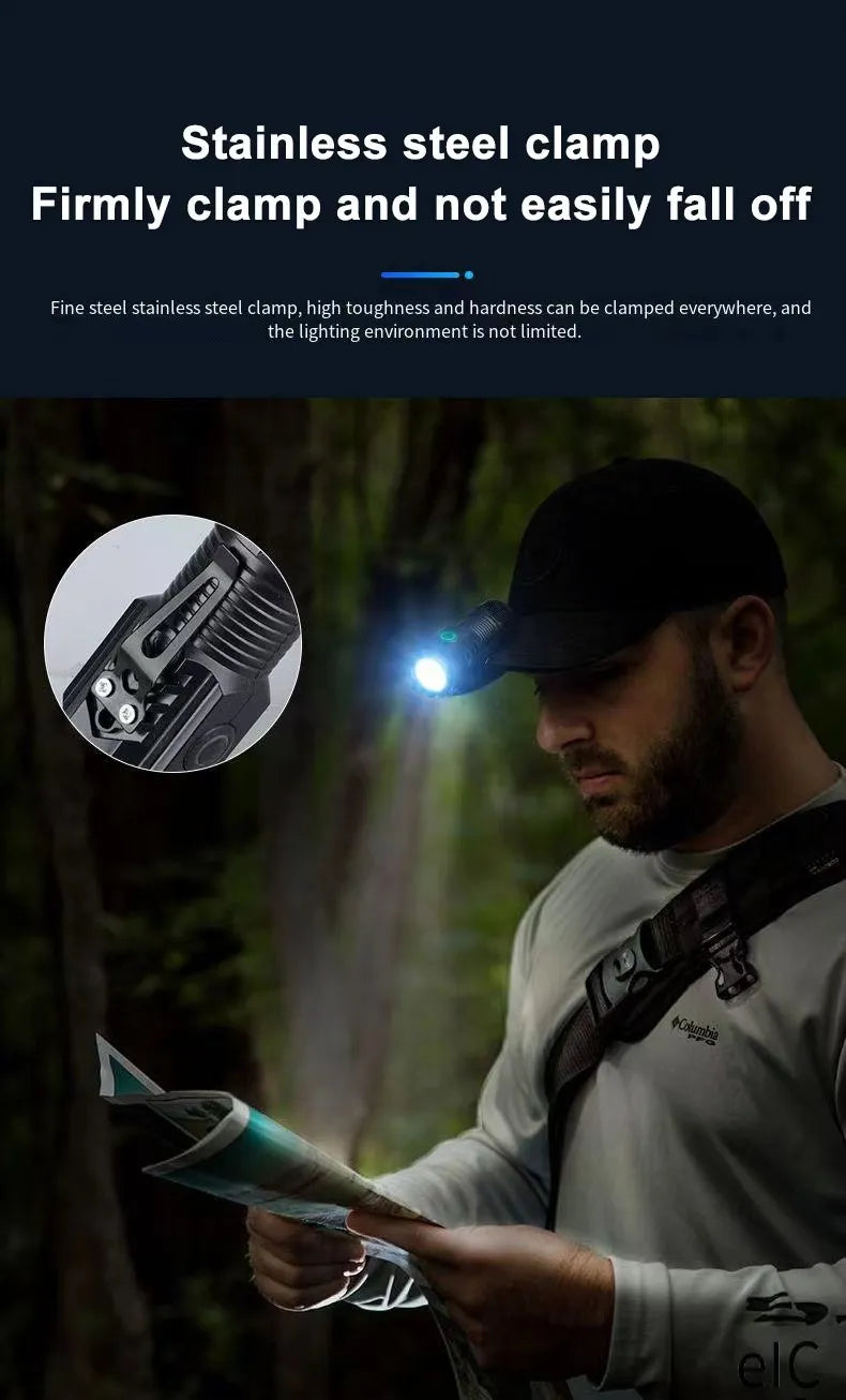 LED Strong Light Flashlight Rechargeable Multi functional for Long Range Portable Outdoor Home Mini Flashlight Cap Clip Light Hypemart