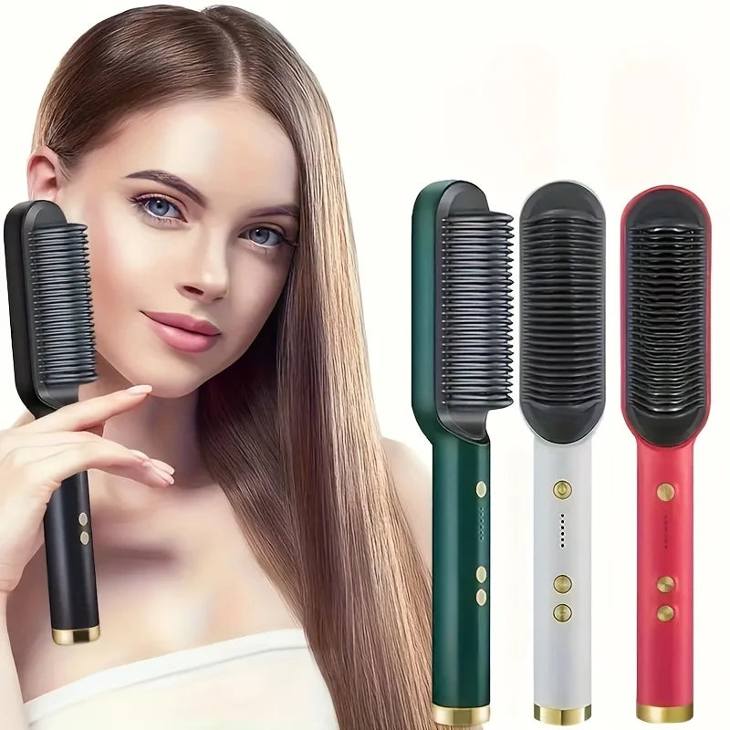 1 piece of straight hair comb, 2-in-1 electric straight hair curling styling tool, multifunctional straight hair straightener Hypemart