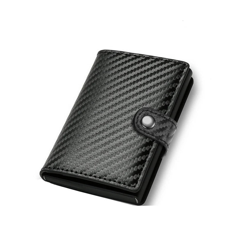 Carbon Fiber Credit Card Holder Wallet Men Rfid Smart Metal Thin Slim Pop Up Minimalist Wallet Small Black Purse Metal Vallet Hypemart