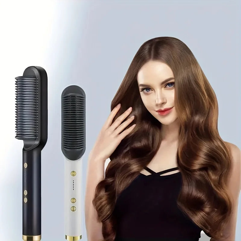 1 piece of straight hair comb, 2-in-1 electric straight hair curling styling tool, multifunctional straight hair straightener Hypemart