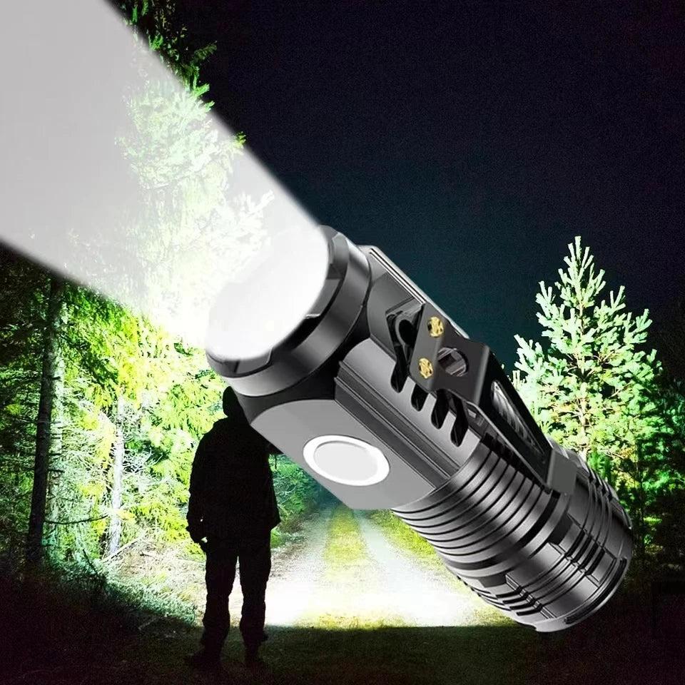 LED Strong Light Flashlight Rechargeable Multi functional for Long Range Portable Outdoor Home Mini Flashlight Cap Clip Light Hypemart