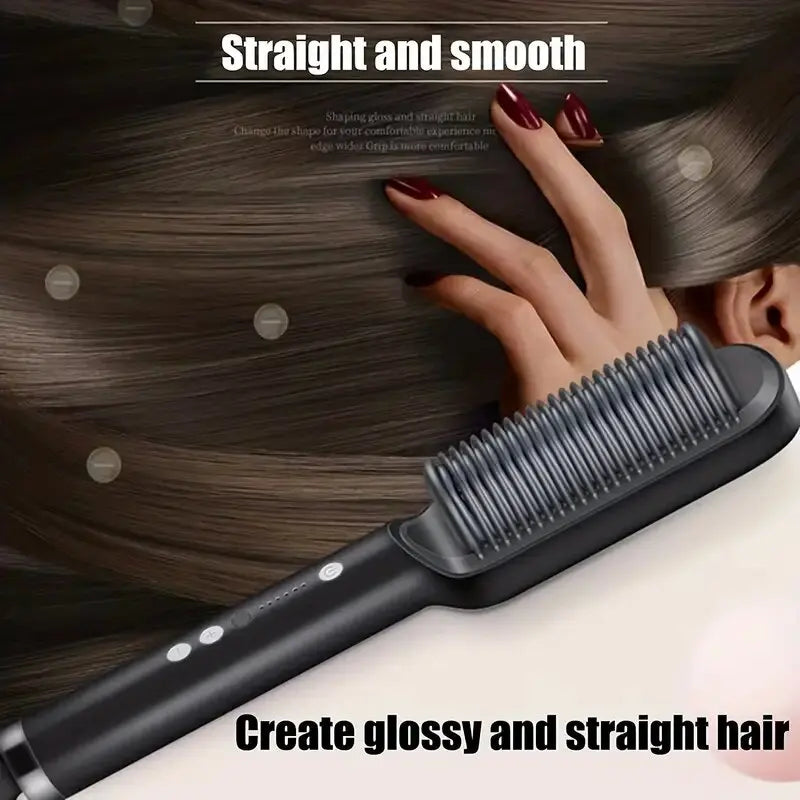 1 piece of straight hair comb, 2-in-1 electric straight hair curling styling tool, multifunctional straight hair straightener Hypemart