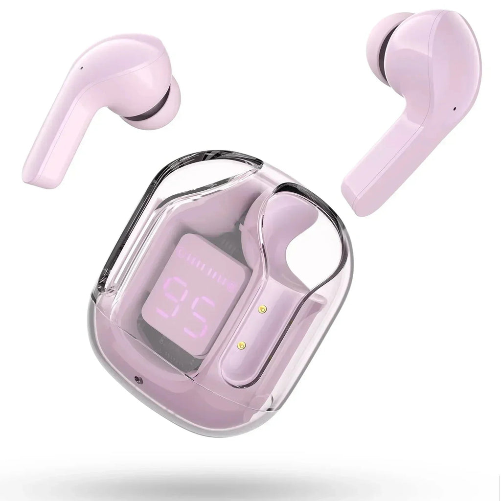 Bluetooth-Compatible Noise Canceling Translucent Earphones with Digital Display Charging Case Small Ear Buds for Sports Working Hypemart