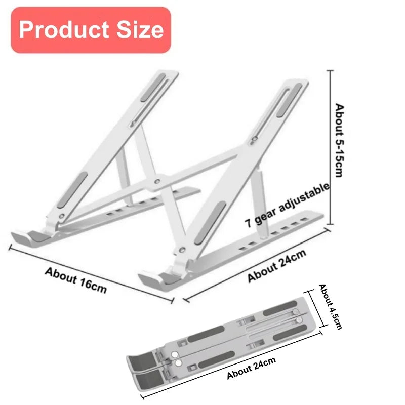 7 Levels Adjustable Laptop Stand  Foldable Portable Notebook Bracket Support Base ABS Holder for Macbook  Lenovo Laptop Air Pro Hypemart