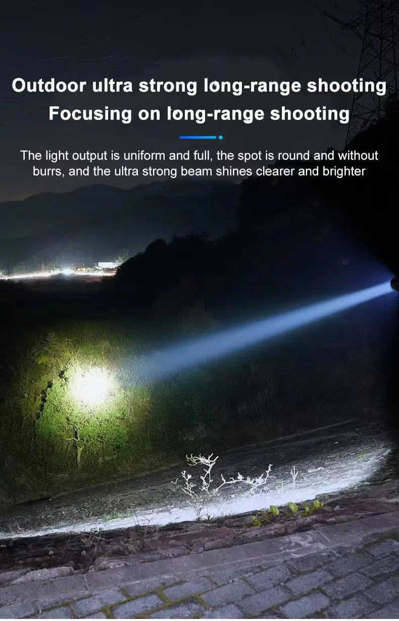 LED Strong Light Flashlight Rechargeable Multi functional for Long Range Portable Outdoor Home Mini Flashlight Cap Clip Light Hypemart