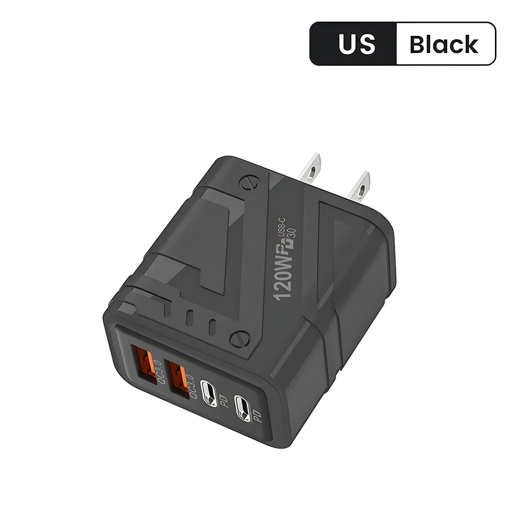 4 Ports USB C PD Charger Quick Charge 3.0 Type C USB Phone Chargers Fast Charging Adapter For iPhone 15 14 Samsung Xiaomi Huawei Hypemart