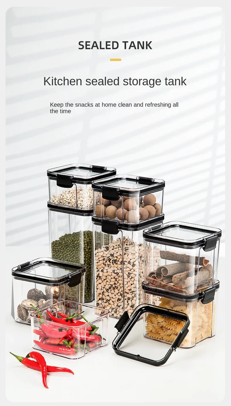 Sealed Jars Kitchen Grain Storage Organizer Large Tank Plastic Moisture-proof Storage Box Household Seasoning Jars Set Hypemart