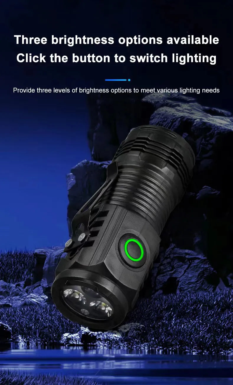LED Strong Light Flashlight Rechargeable Multi functional for Long Range Portable Outdoor Home Mini Flashlight Cap Clip Light Hypemart