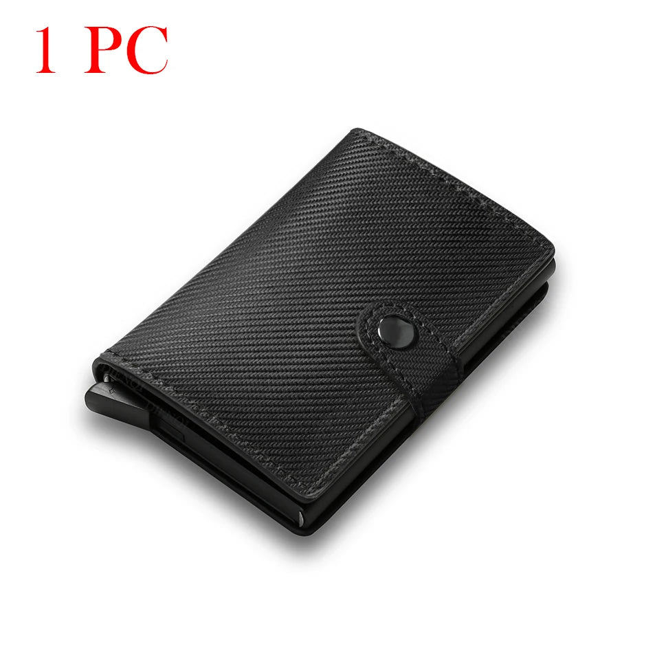 Carbon Fiber Credit Card Holder Wallet Men Rfid Smart Metal Thin Slim Pop Up Minimalist Wallet Small Black Purse Metal Vallet Hypemart