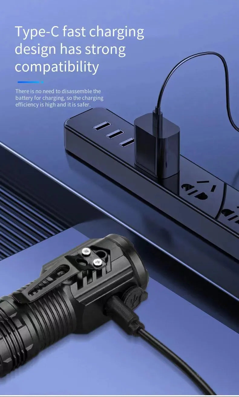 LED Strong Light Flashlight Rechargeable Multi functional for Long Range Portable Outdoor Home Mini Flashlight Cap Clip Light Hypemart