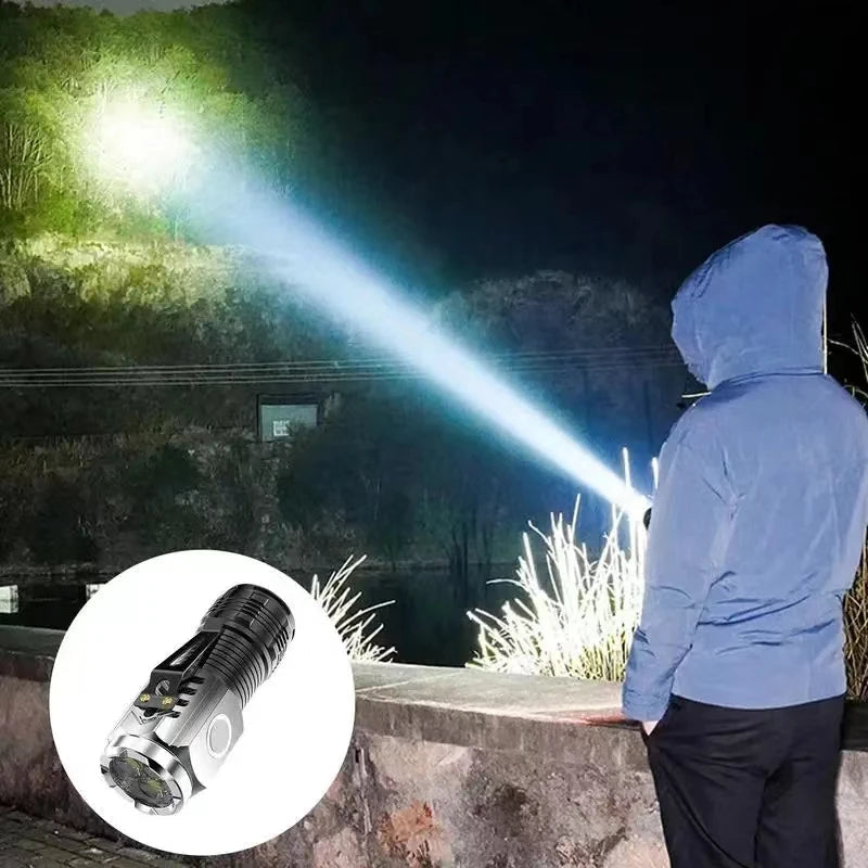 LED Strong Light Flashlight Rechargeable Multi functional for Long Range Portable Outdoor Home Mini Flashlight Cap Clip Light Hypemart