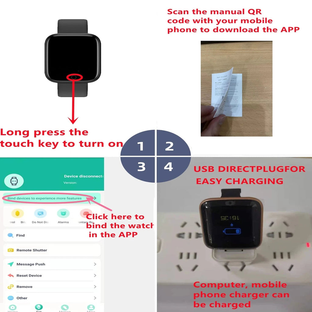 Smartwatch Men Women Wristwatches Smart Watch Message Fitness Monitor Bracelet Birthday Gift Electronic Clock For Android IOS Hypemart