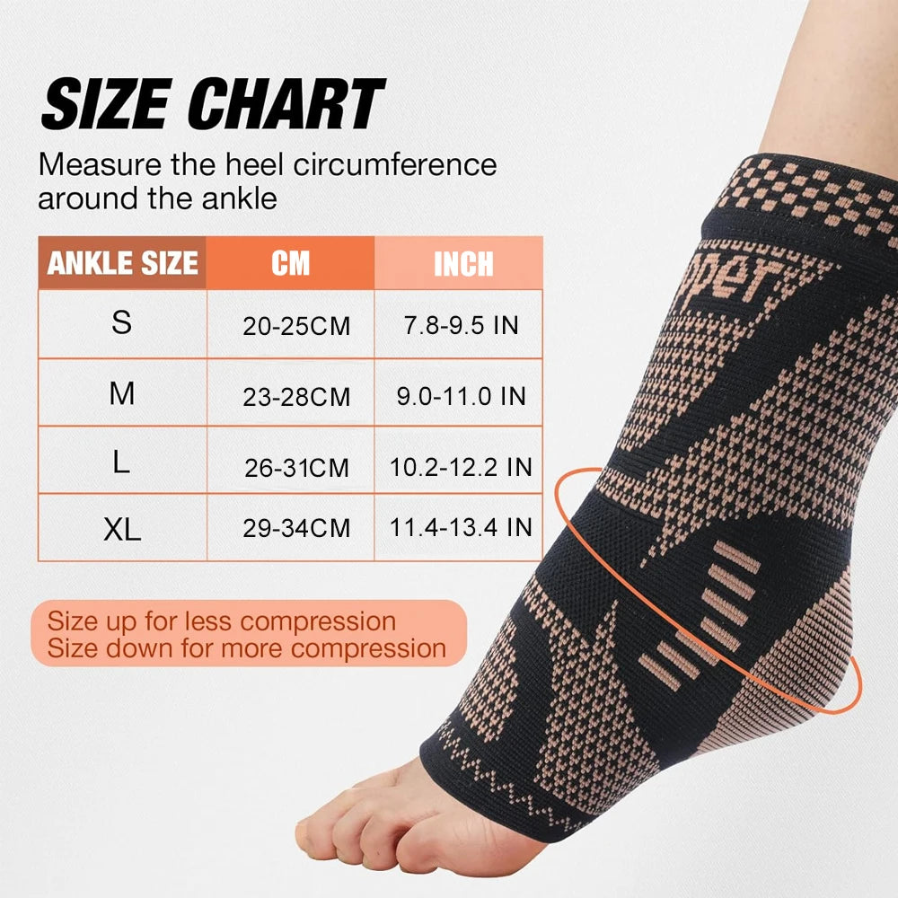 1PCS Copper Ankle Brace Support for Men & Women,Ankle Compression Sleeve Socks for Plantar Fasciitis,Sprained,Pain Relief,Sports Hypemart
