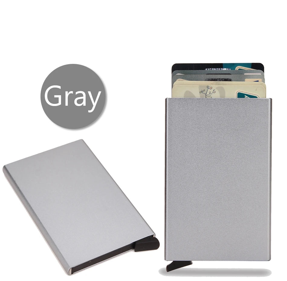 Rfid Smart Wallet Card Holder Metal Thin Slim Men Women Wallets Pop Up Minimalist Wallet Small Black Purse Vallet Walets for Men Hypemart