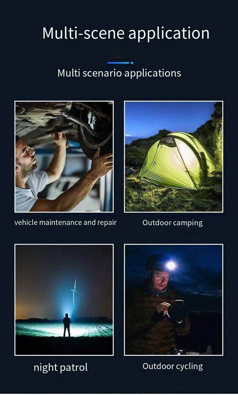 LED Strong Light Flashlight Rechargeable Multi functional for Long Range Portable Outdoor Home Mini Flashlight Cap Clip Light Hypemart