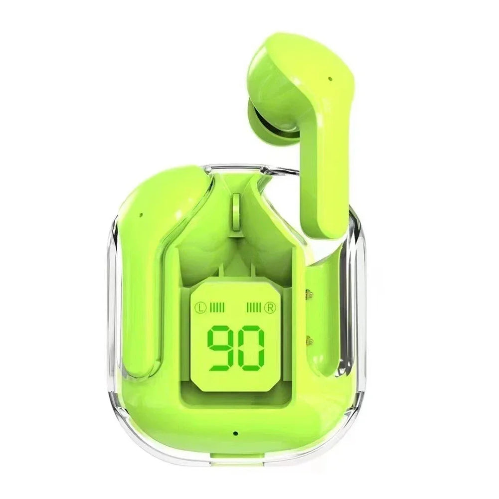 Bluetooth-Compatible Noise Canceling Translucent Earphones with Digital Display Charging Case Small Ear Buds for Sports Working Hypemart