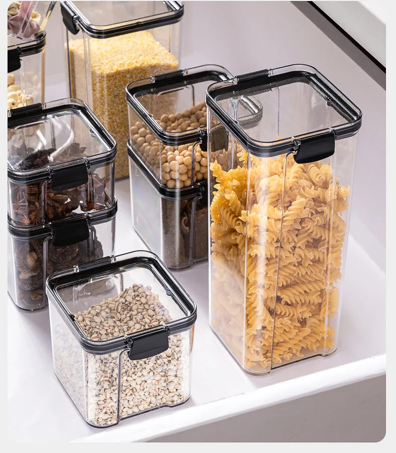 Sealed Jars Kitchen Grain Storage Organizer Large Tank Plastic Moisture-proof Storage Box Household Seasoning Jars Set Hypemart