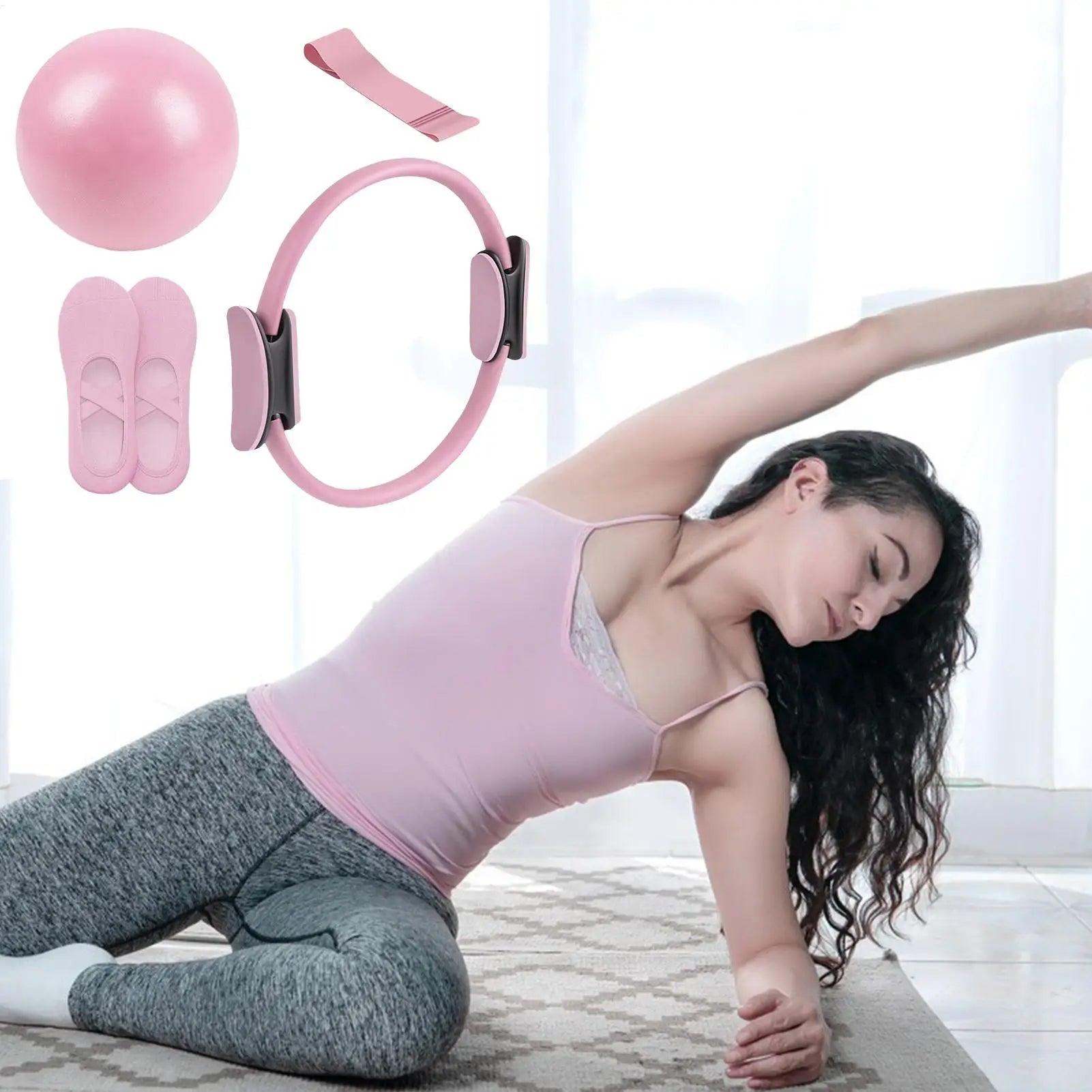 NEW Pilates Ball And Ring Set Pilates Fitness Ring Resistance Band Exercise Workout Fitness Equipment For Pregnancy Postpartum Hypemart